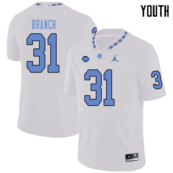 Jordan Brand Youth #31 Antwuan Branch North Carolina Tar Heels College Football Jerseys Sale-White